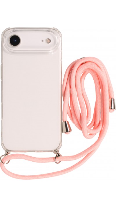Hülle iPhone Air - Gummi transparent mit Seil - Rosa