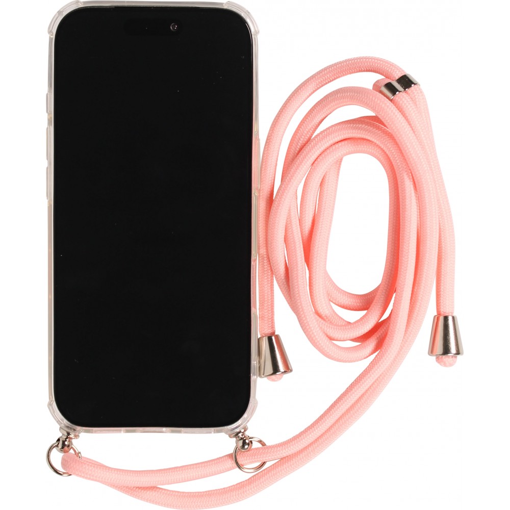 Hülle iPhone Air - Gummi transparent mit Seil - Rosa
