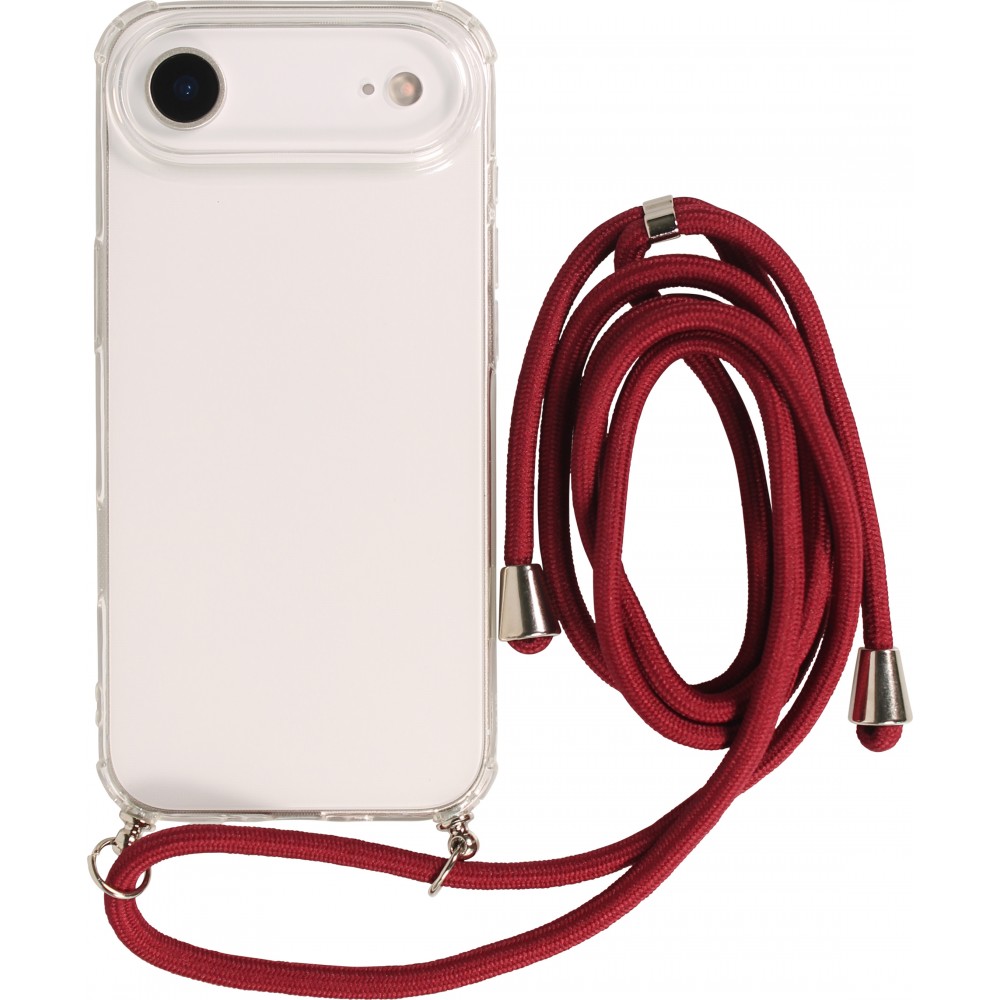 Hülle iPhone Air - Gummi transparent mit Seil - Rot