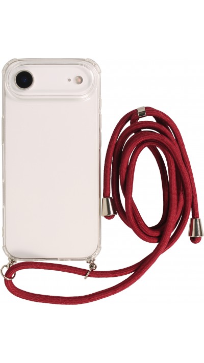 Hülle iPhone Air - Gummi transparent mit Seil - Rot