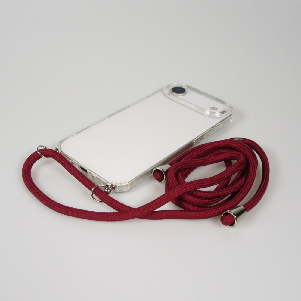 Hülle iPhone Air - Gummi transparent mit Seil - Rot