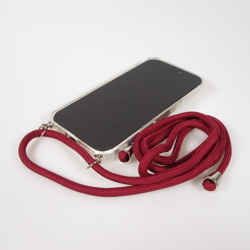Hülle iPhone Air - Gummi transparent mit Seil - Rot