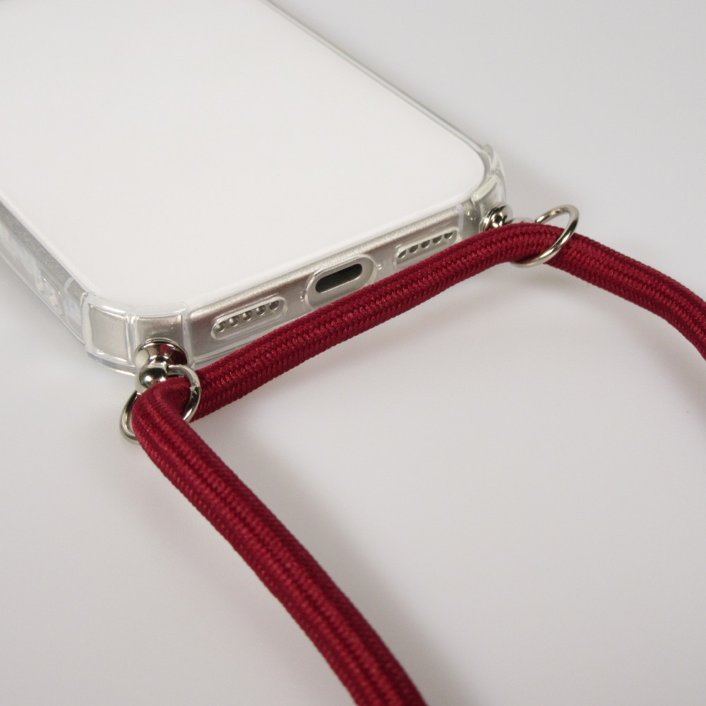 Hülle iPhone Air - Gummi transparent mit Seil - Rot