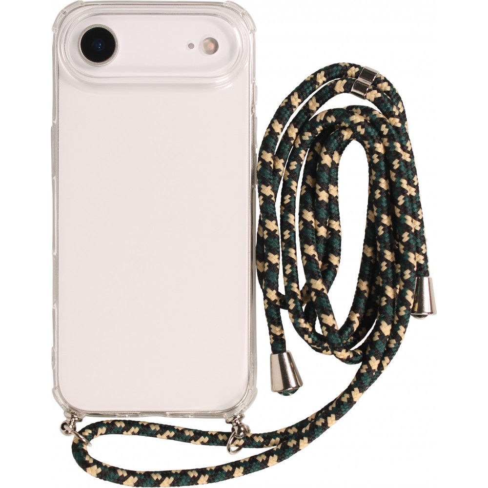 iPhone Air Case Hülle - Gummi transparent bumper mit Seil - Grün / gold