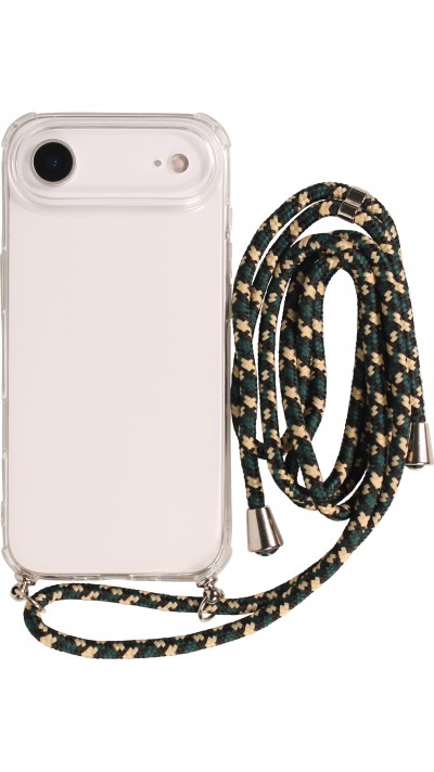 iPhone Air Case Hülle - Gummi transparent bumper mit Seil - Grün / gold