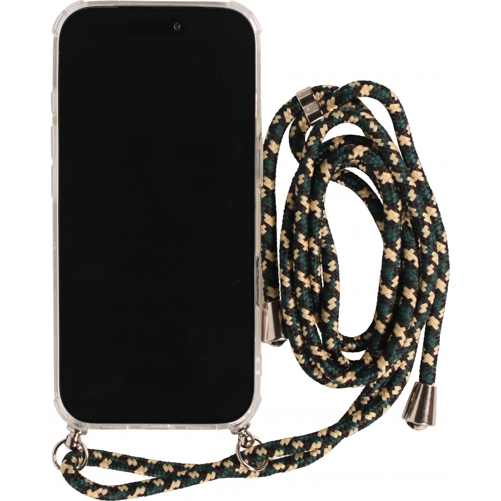 iPhone Air Case Hülle - Gummi transparent bumper mit Seil - Grün / gold
