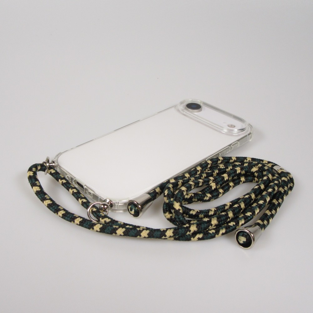 iPhone Air Case Hülle - Gummi transparent bumper mit Seil - Grün / gold