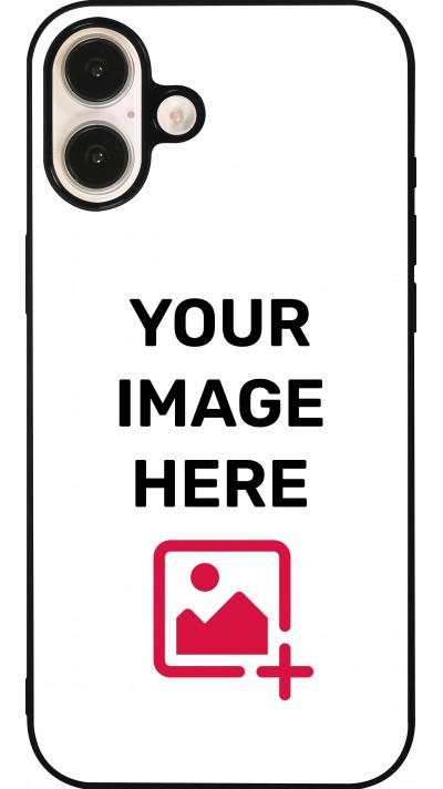 Coque personnalisée avec bords en silicone noir - iPhone 16 Plus