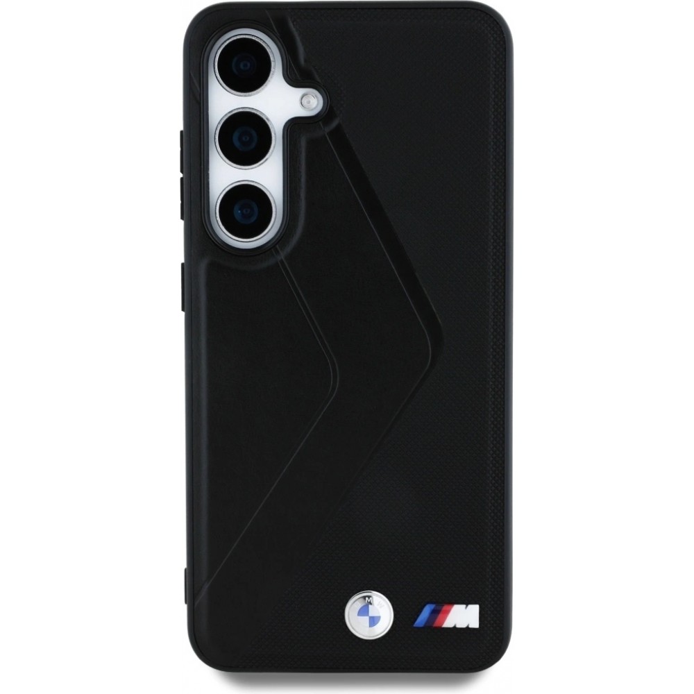 Coque Samsung Galaxy S25 - BMW Oversized rayures compatible MagSafe en cuir  - Noir