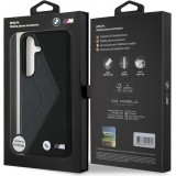 Coque Samsung Galaxy S25 - BMW Oversized rayures compatible MagSafe en cuir  - Noir