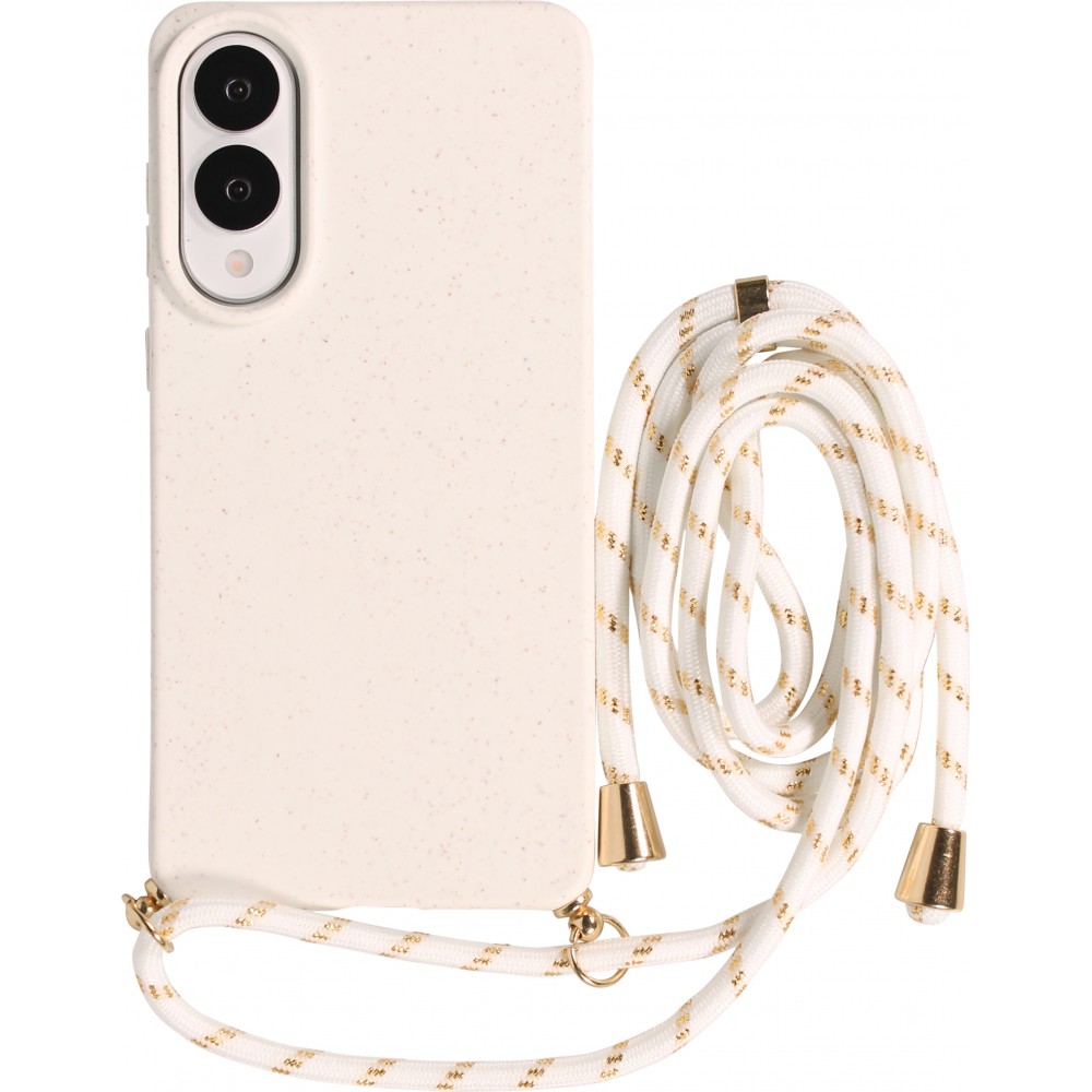 Samsung Galaxy S26 Ultra Case Hülle - Bio Eco-Friendly Vegan mit Handykette Necklace - Weiss