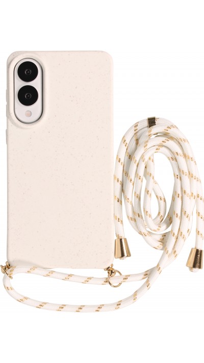 Samsung Galaxy S25 Edge Case Hülle - Bio Eco-Friendly Vegan mit Handykette Necklace - Weiss