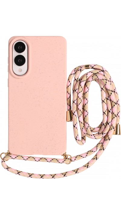 Samsung Galaxy S25 Edge Case Hülle - Bio Eco-Friendly Vegan mit Handykette Necklace - Rosa