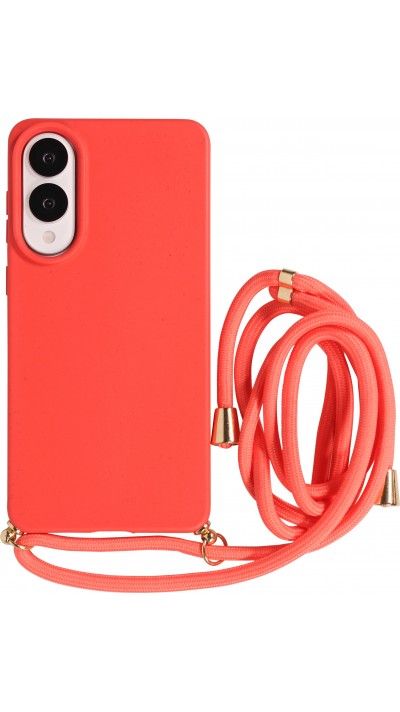 Samsung Galaxy S25 Edge Case Hülle - Bio Eco-Friendly Vegan mit Handykette Necklace - Rot
