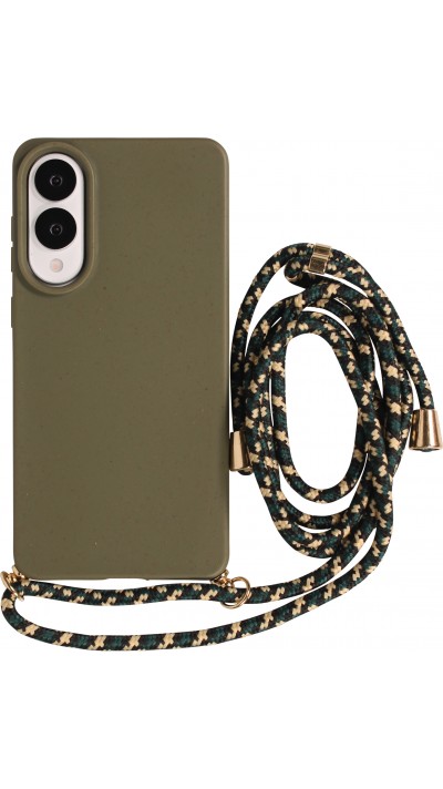 Hülle Samsung Galaxy S25 Edge - Bio Eco-Friendly Vegan mit Handykette Necklace - Dunkelgrün