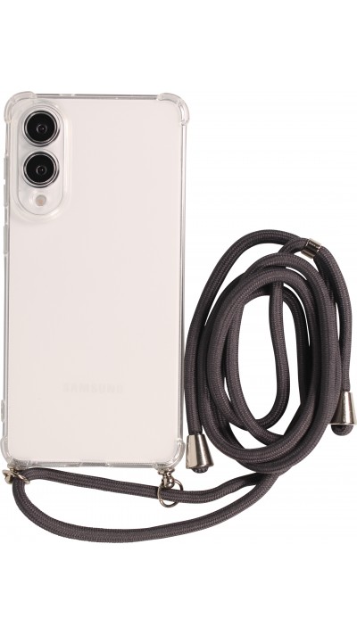 Coque Samsung Galaxy S25 Edge - Gel transparent avec lacet - Gris