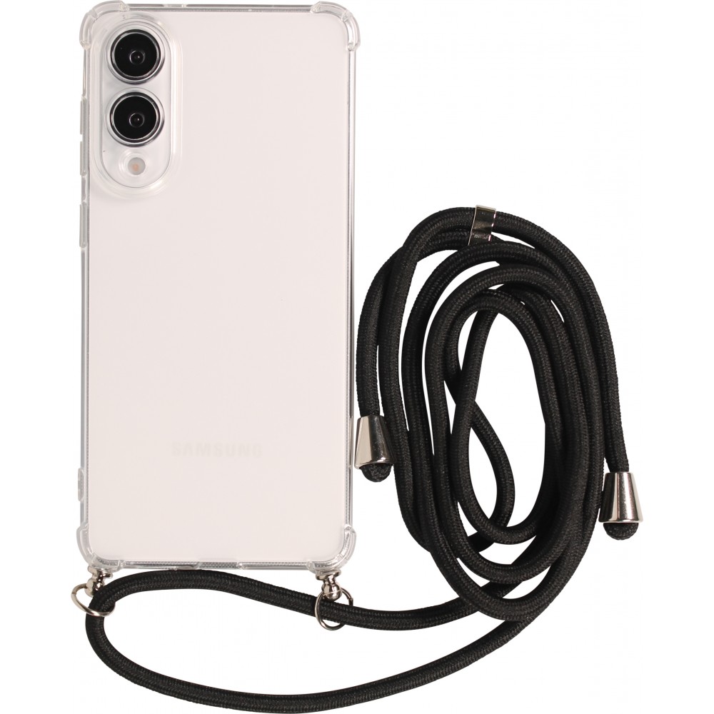 Hülle Samsung Galaxy S25 FE - Gummi transparent mit Seil - Schwarz