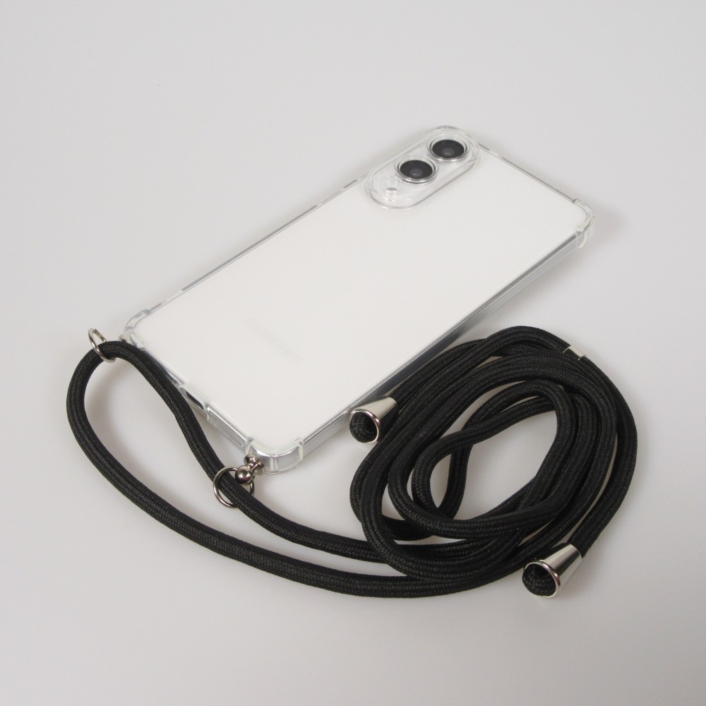Hülle Samsung Galaxy S25 FE - Gummi transparent mit Seil - Schwarz