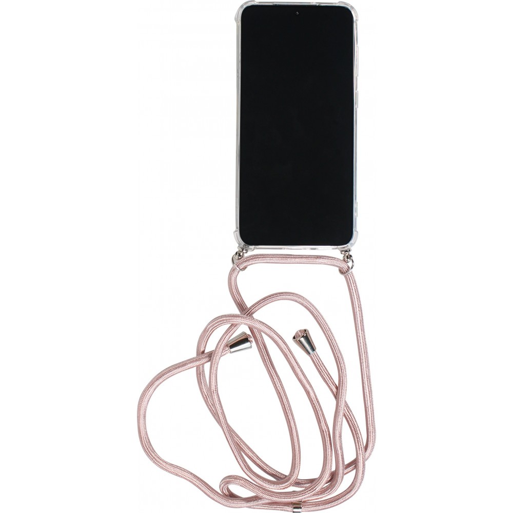Coque Samsung Galaxy S25 Edge - Gel transparent avec lacet or - Rose
