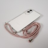 Coque Samsung Galaxy S25 Edge - Gel transparent avec lacet or - Rose