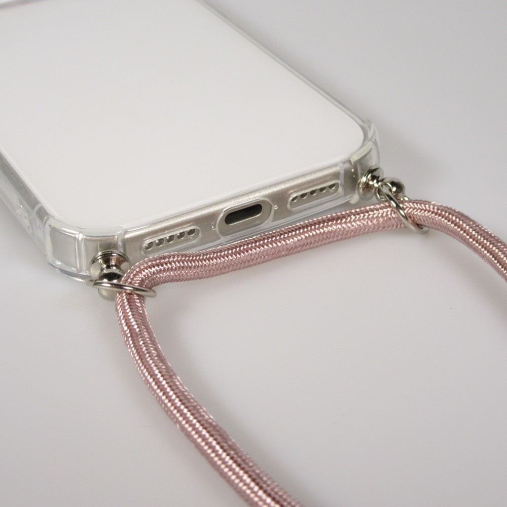 Coque Samsung Galaxy S25 Edge - Gel transparent avec lacet or - Rose