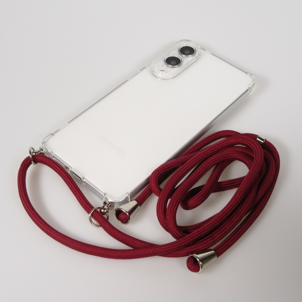 Hülle Samsung Galaxy S25 Edge - Gummi transparent mit Seil - Rot