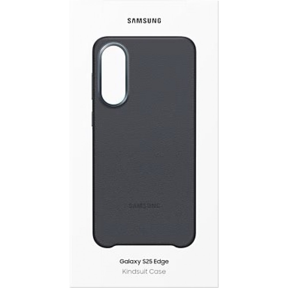 Galaxy S25 Edge Case Hülle - Premium Vegan-Leder Backcover Kindsuit - Schwarz