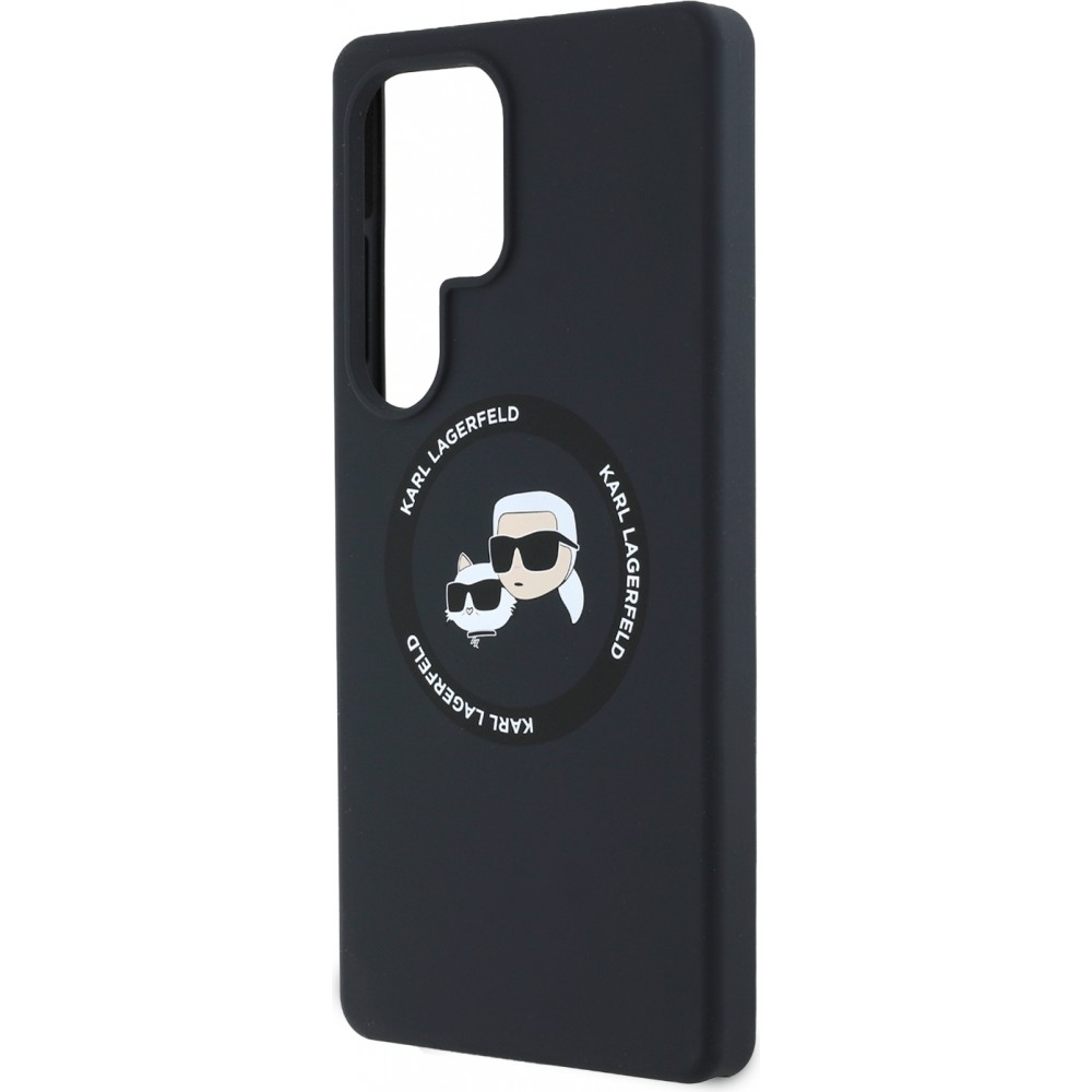 Galaxy S25 Ultra Case H&uuml;lle - Karl Lagerfeld Silikonh&uuml;lle mit Karl und Choupette Design, MagSafe-kompatibel - Schwarz