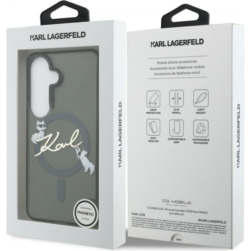 Coque Samsung Galaxy S26 - Karl Lagerfeld IML KC Script MagSafe protection &eacute;l&eacute;gante - Noir