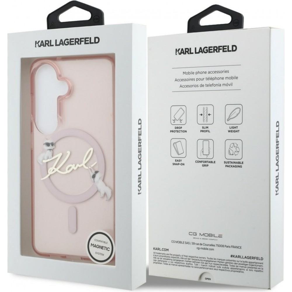 Coque Samsung Galaxy S26 - Karl Lagerfeld IML KC Script MagSafe protection &eacute;l&eacute;gante - Rose
