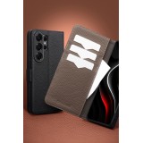 Samsung Galaxy S26 Ultra Case Hülle - Flip Qialino Full Grain Wallet Echtleder matt mit Magnetverschluss - Braun