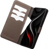 Samsung Galaxy S26 Ultra Case Hülle - Flip Qialino Full Grain Wallet Echtleder matt mit Magnetverschluss - Braun