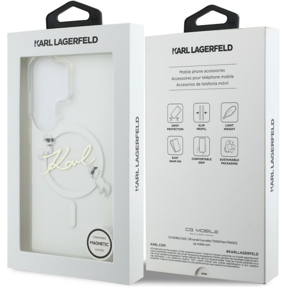 Galaxy S26 Ultra Case H&uuml;lle - Karl Lagerfeld IML KC Script MagSafe H&uuml;lle Elegant - Transparent