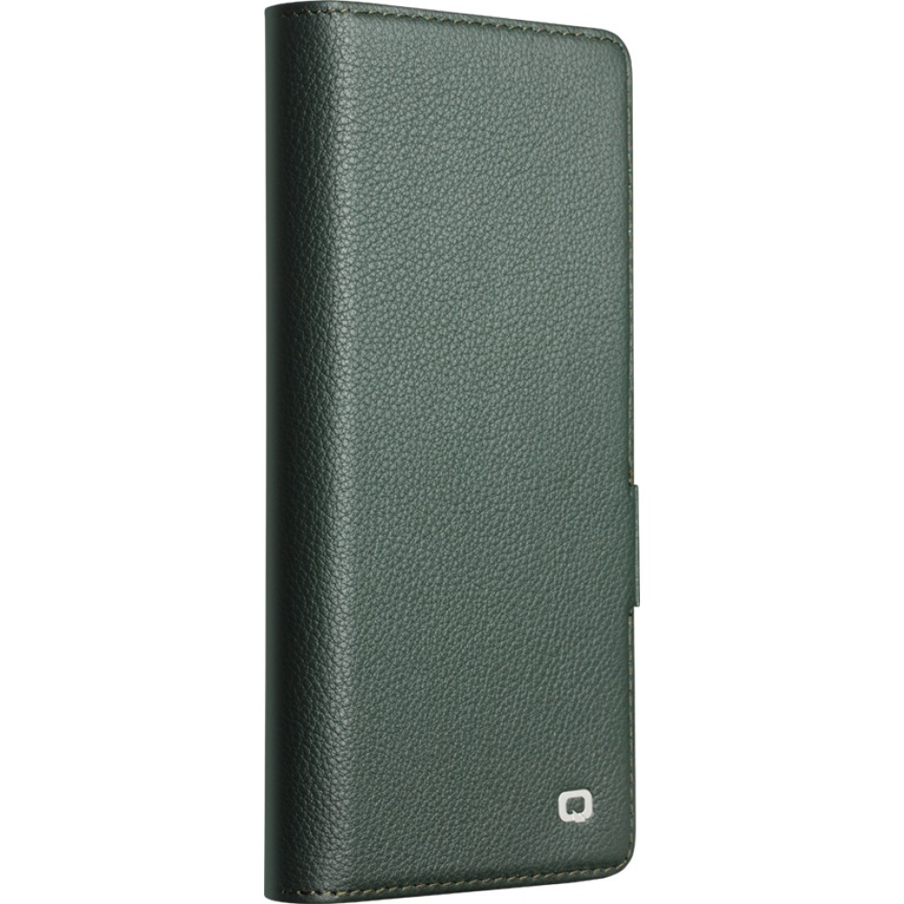 Galaxy Z Fold7 Case H&uuml;lle - Flip Qialino Full Grain Wallet Echtleder matt mit Magnetverschluss - Gr&uuml;n