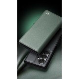 Galaxy Z Fold7 Case H&uuml;lle - Flip Qialino Full Grain Wallet Echtleder matt mit Magnetverschluss - Gr&uuml;n