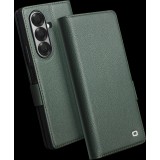 Galaxy Z Fold7 Case H&uuml;lle - Flip Qialino Full Grain Wallet Echtleder matt mit Magnetverschluss - Gr&uuml;n