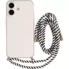 Hülle iPhone 17 - Gummi transparent mit Seil - Weiss / Schwarz