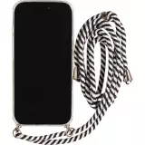 Hülle iPhone 17 - Gummi transparent mit Seil - Weiss / Schwarz