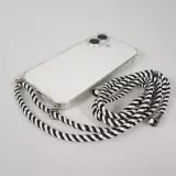 Hülle iPhone 17 - Gummi transparent mit Seil - Weiss / Schwarz