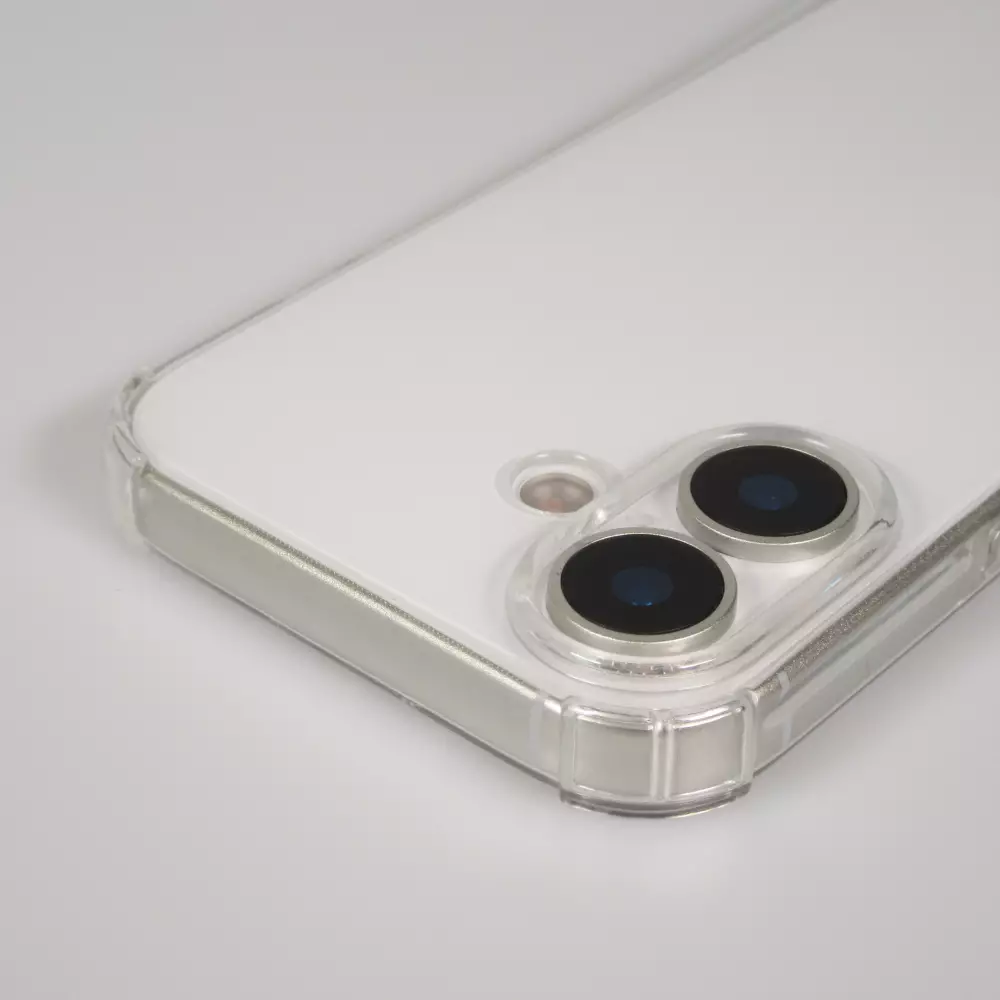 Hülle iPhone 17 - Gummi transparent mit Seil - Weiss / Schwarz