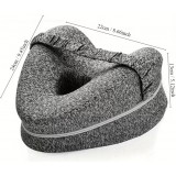 Coussin de jambe ergonomique &agrave; m&eacute;moire de forme avec sangle oreiller de genou pour dormeurs lat&eacute;raux housse lavable - Blanc