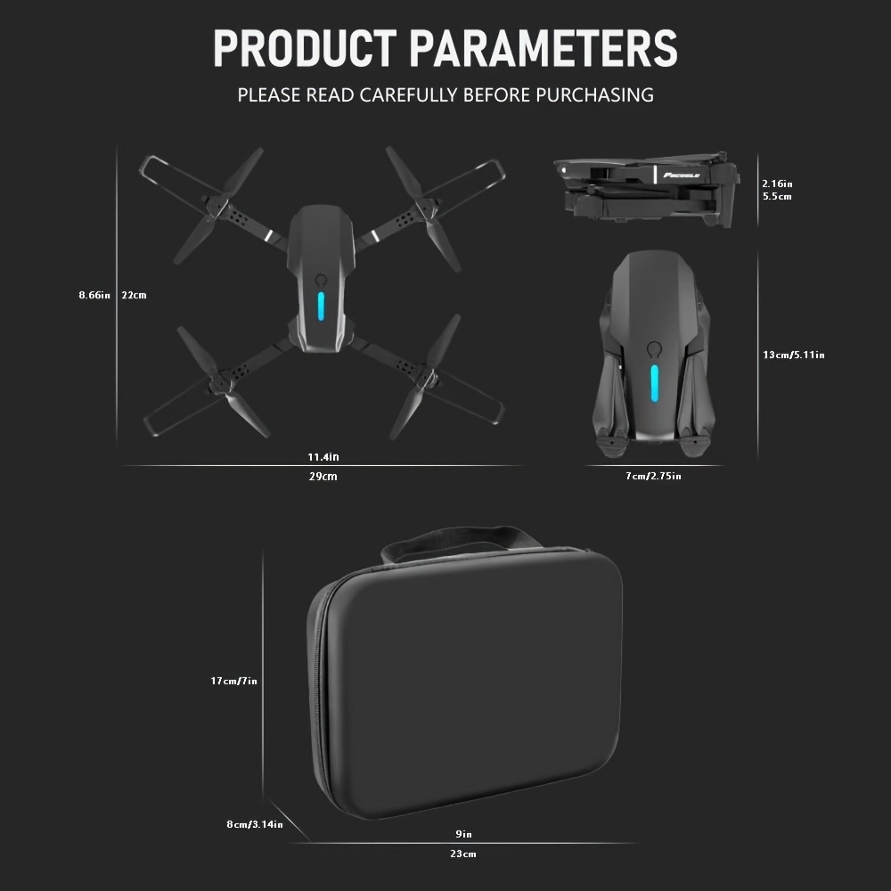 Quadcopter Drohne Facegle E99 mit Dualkameras, LED-Beleuchtung und Fernbedienung