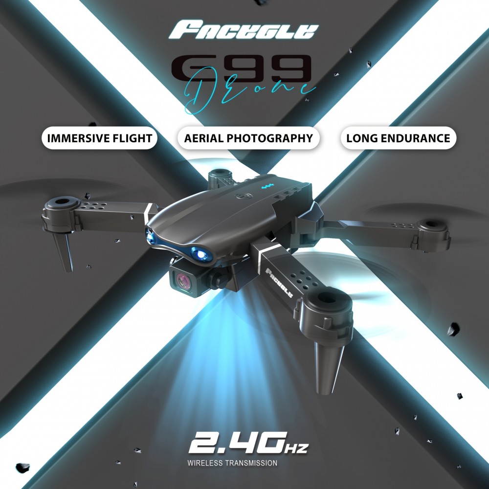 Quadcopter Drohne Facegle E99 mit Dualkameras, LED-Beleuchtung und Fernbedienung