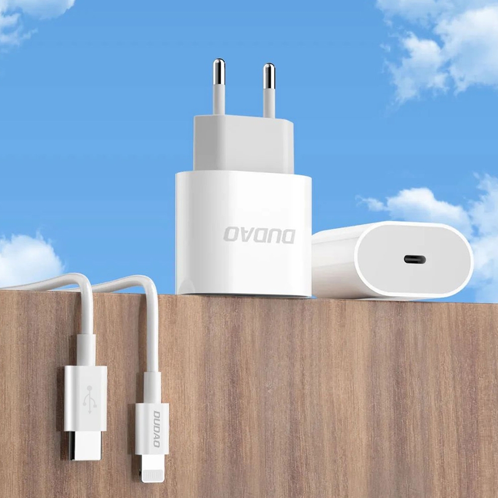 Dudao A14C USB-C PD 20W Wandladeger&auml;t mit Kabel (1m USB-C) - Weiss