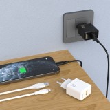Dudao A23L 2.4A USB-A Wandladeger&auml;t GaN mit USB-A auf Lightning Kabel - Schwarz