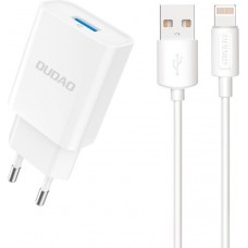 Dudao A4EUL USB-A Wandladeger&auml;t 2.1A mit Lightning Kabel f&uuml;r iPhone und kompatible Ger&auml;te - Weiss