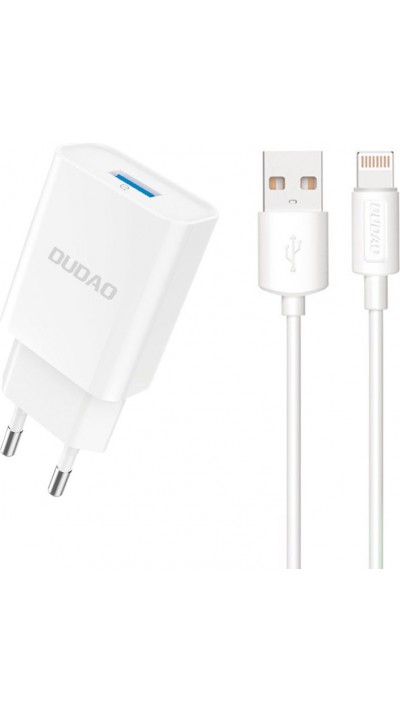 Dudao A4EUL USB-A Wandladeger&auml;t 2.1A mit Lightning Kabel f&uuml;r iPhone und kompatible Ger&auml;te - Weiss