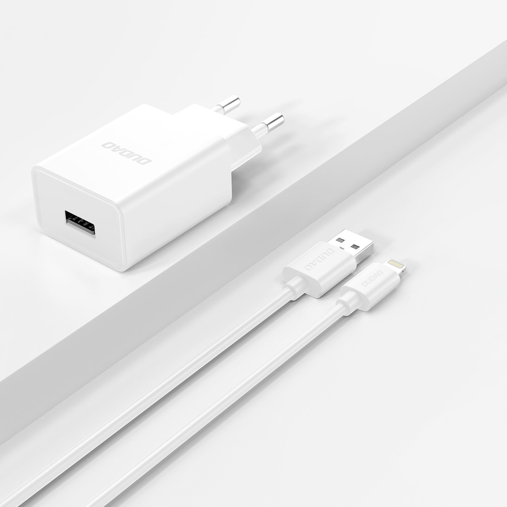 Dudao A4EUL USB-A Wandladeger&auml;t 2.1A mit Lightning Kabel f&uuml;r iPhone und kompatible Ger&auml;te - Weiss