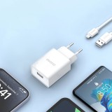 Dudao A4EUL USB-A Wandladeger&auml;t 2.1A mit Lightning Kabel f&uuml;r iPhone und kompatible Ger&auml;te - Weiss