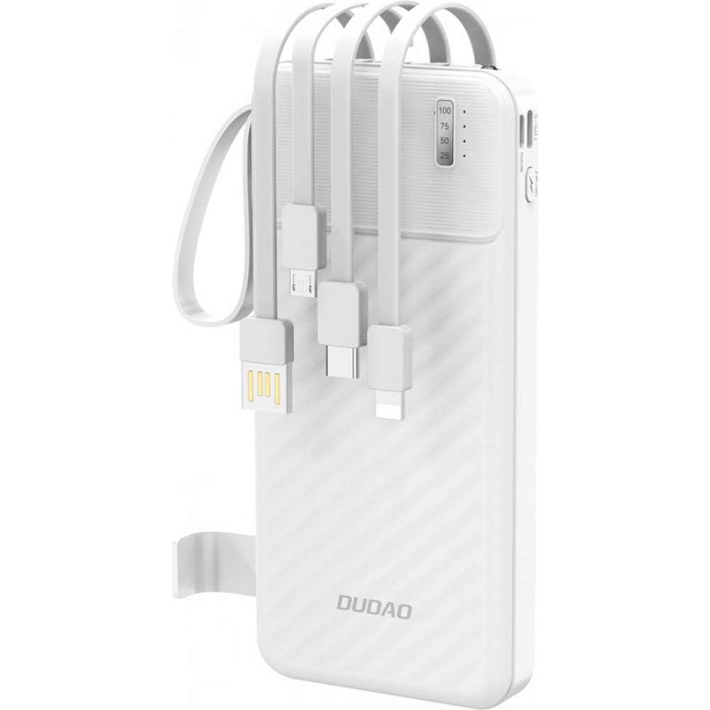 Dudao K11 Powerbank 10000mAh mit integrierten Kabeln - Tragbare externe Batterie - Weiss